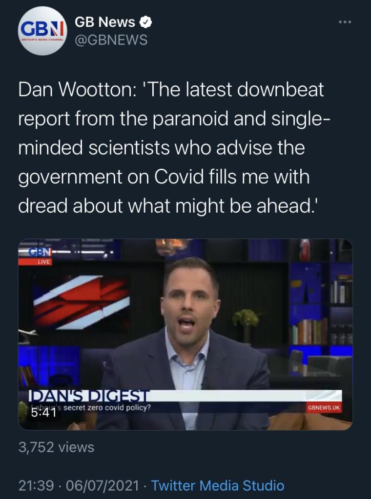 Screenshot of a GB News tweet